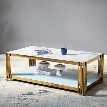 Table Basse ROMEO – Marbre Blanc Gold